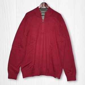 Eddie Bauer Quarter Zip Ribbed Pullover Sweater Mens T2XL Tall Red